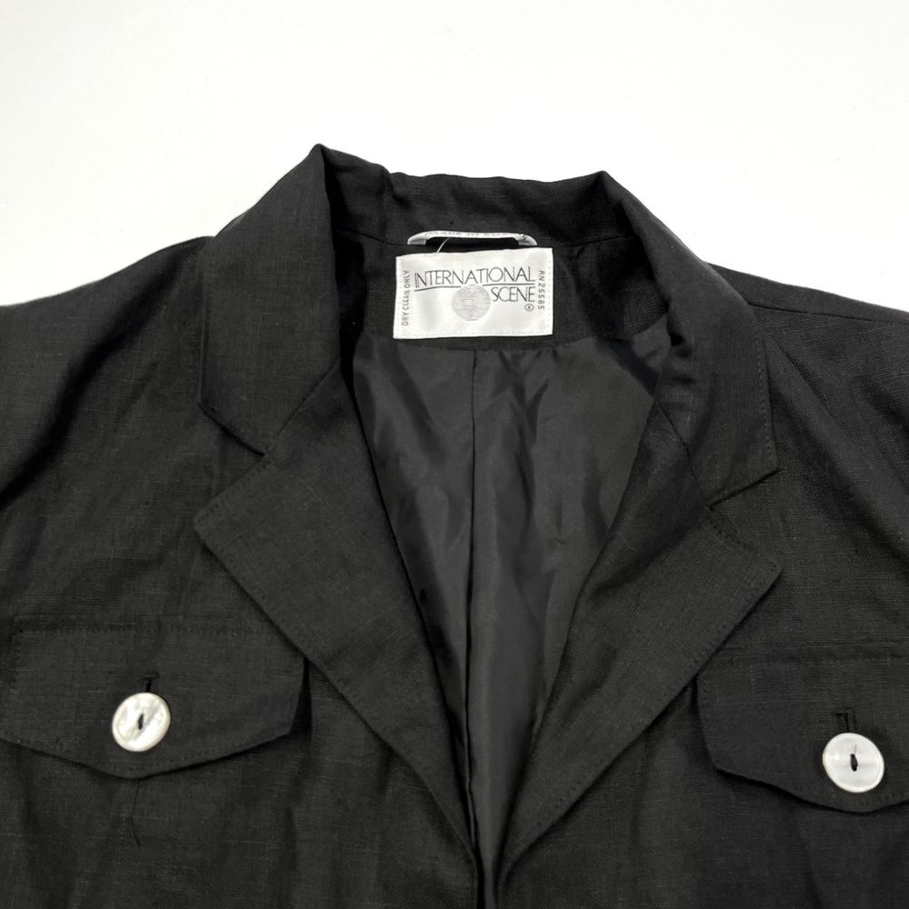 International Scene Vintage Womens Black‎ Pearl Button Collared Jacket 487 - Picture 4 of 9